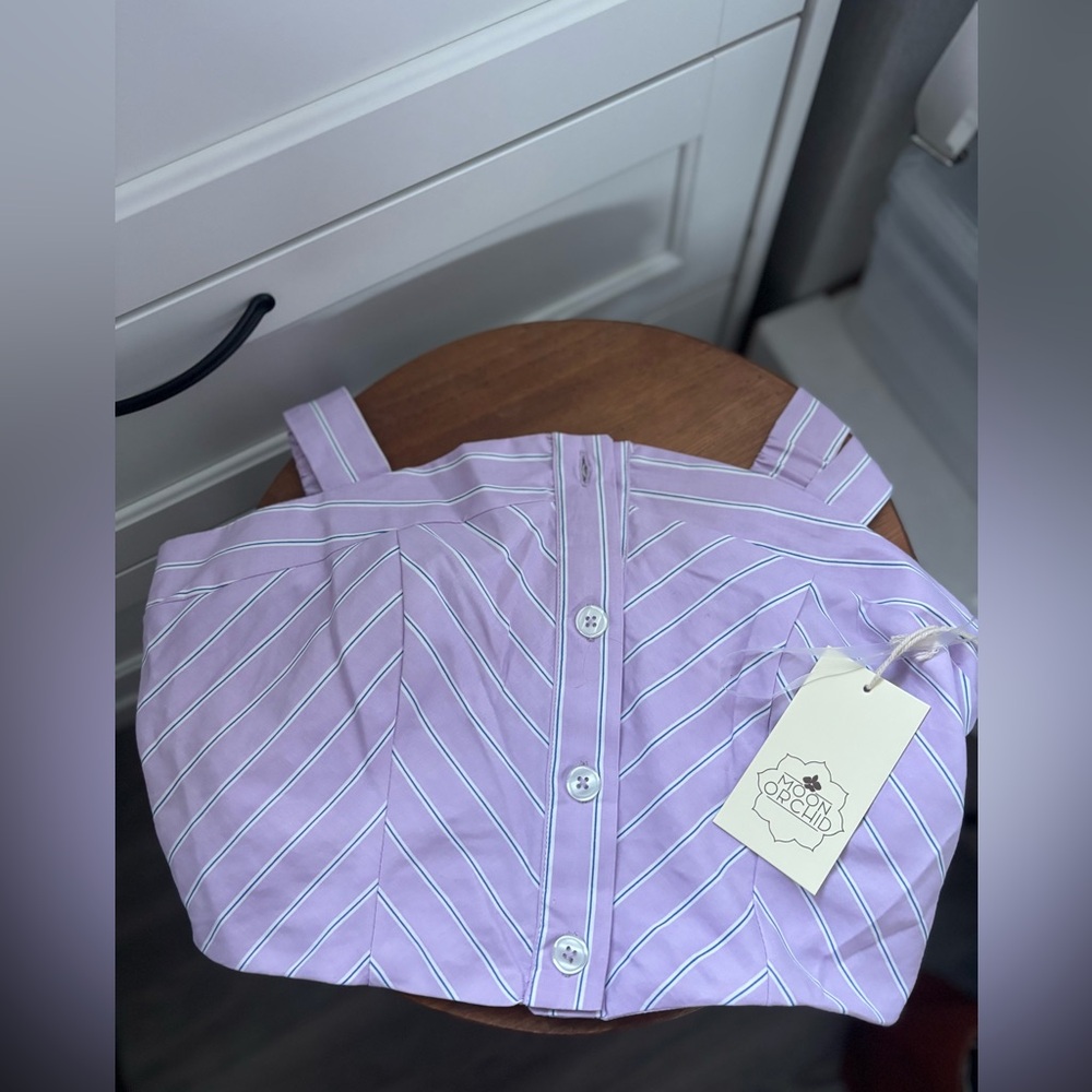 Lavender Striped Crop Top